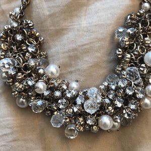 Antique Gold, crystal, faux pearl Gold Necklace